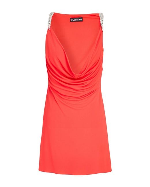 David Koma Red Mini Dress Polyester, Elastane