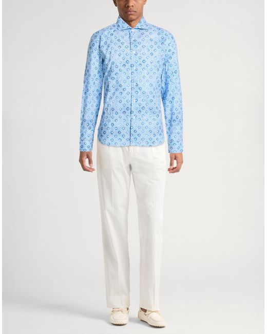 Fedeli Blue Shirt Cotton, Elastane for men