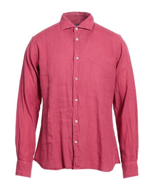 Fedeli Orange Garnet Shirt Linen for men