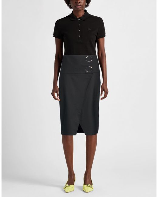 Patrizia Pepe Black Midi Skirt Polyester, Virgin Wool, Elastane