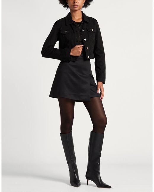 ERMANNO FIRENZE Black Denim Outerwear Cotton, Elastane