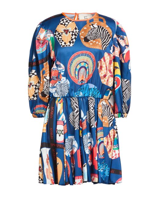 5 PROGRESS Blue Mini Dress Polyester