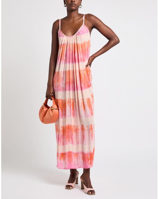 NOUS ANTWERP Pink Coral Maxi Dress Modal, Silk