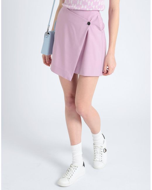 Karl Lagerfeld Purple Hun Kim'S Edit Wrap Skirt Lilac Mini Skirt Polyester, Wool, Elastane