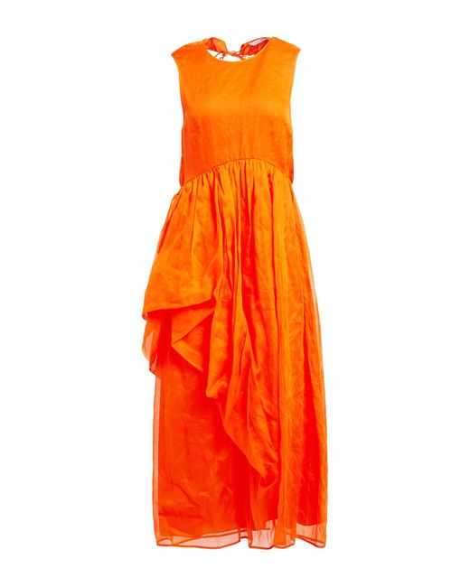 CECILIE BAHNSEN Orange Midi Dress Cotton