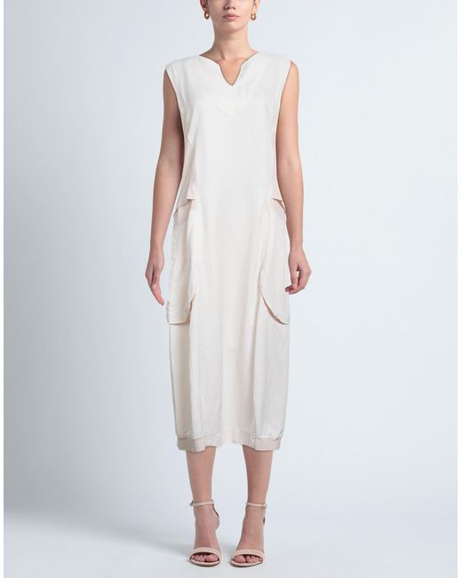 European Culture White Midi Dress