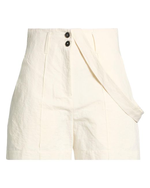 Isabel Benenato Natural Ivory Shorts & Bermuda Shorts Cotton, Linen
