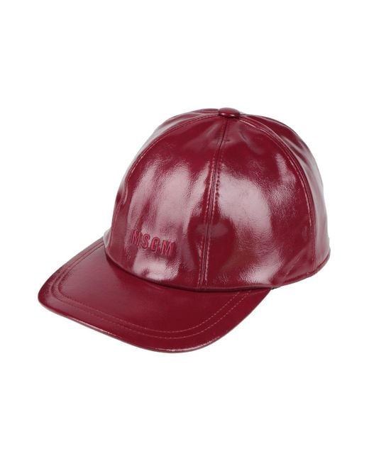 MSGM Red Burgundy Hat Polyester