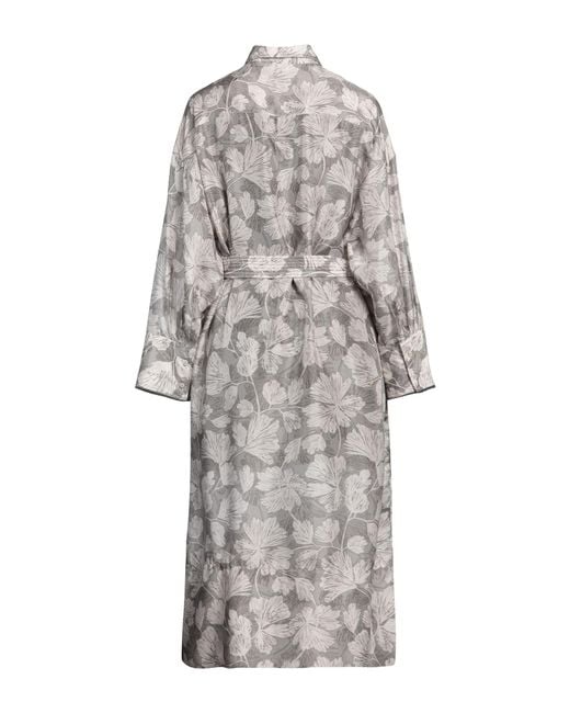 Brunello Cucinelli Gray Midi Dress Silk, Brass