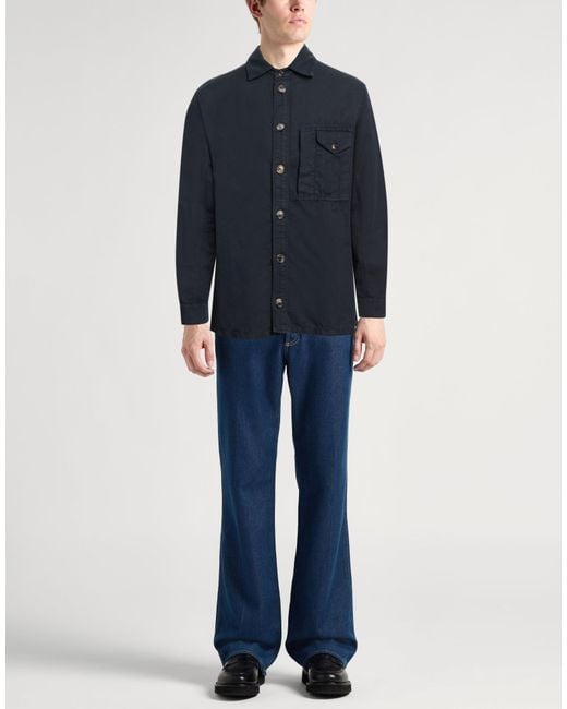 Brunello Cucinelli Blue Shirt Linen, Cotton for men