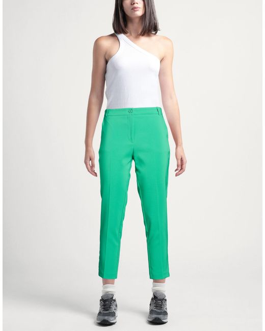Fracomina Green Pants Polyester, Elastane