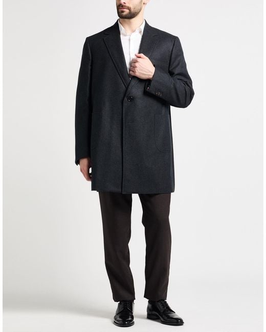 Thom Browne Blue Charcoal Coat Wool for men