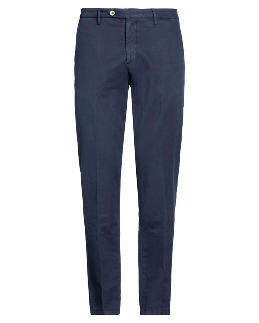 Michael Coal Blue Pants Cotton, Linen, Elastane for men