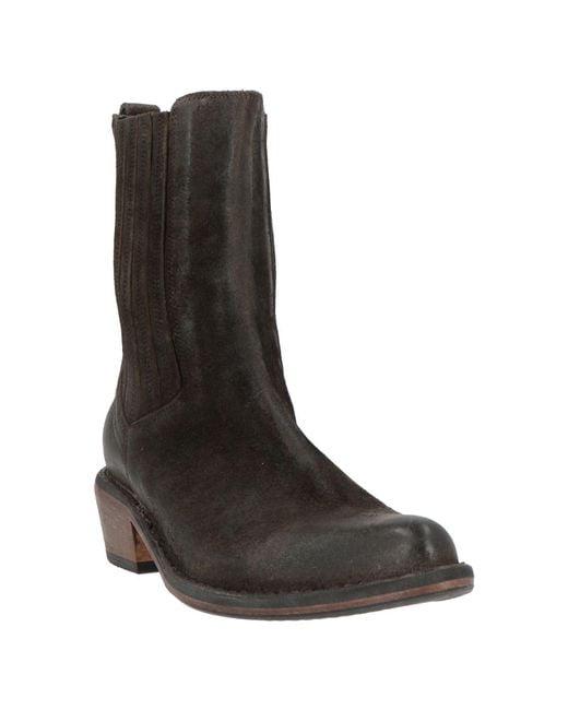 Moma Brown Ideal Block Dark Ankle Boots Leather