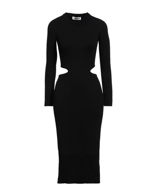 A PAPER KID Black Midi Dress Viscose, Polyester, Polyamide