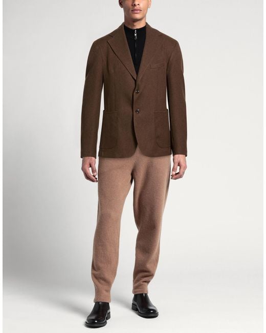 Exte Brown Blazer Polyester, Viscose for men