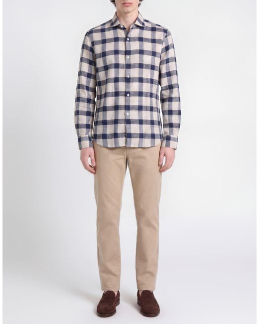 Savile Row Blue Shirt Cotton, Linen for men