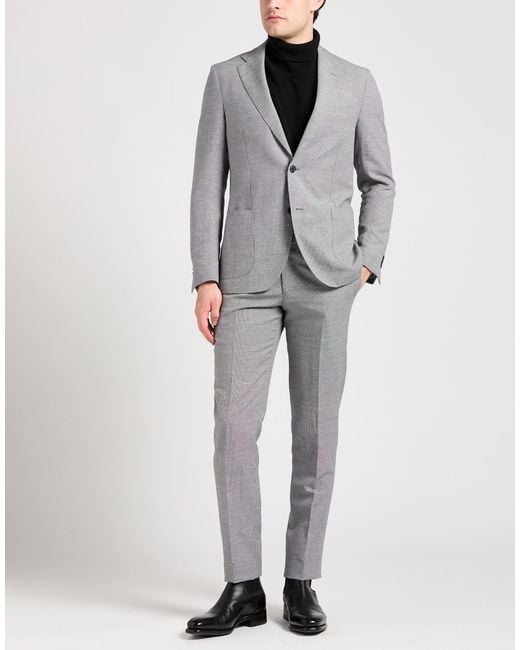 Lardini Gray Suit Linen, Polyester for men