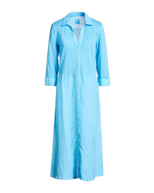 120% Lino Blue Midi Dress Linen
