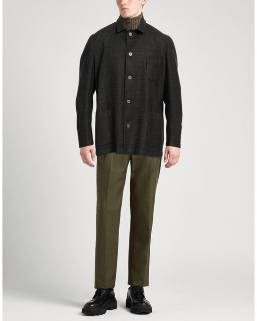 Santaniello Black Jacket Wool, Cotton for men