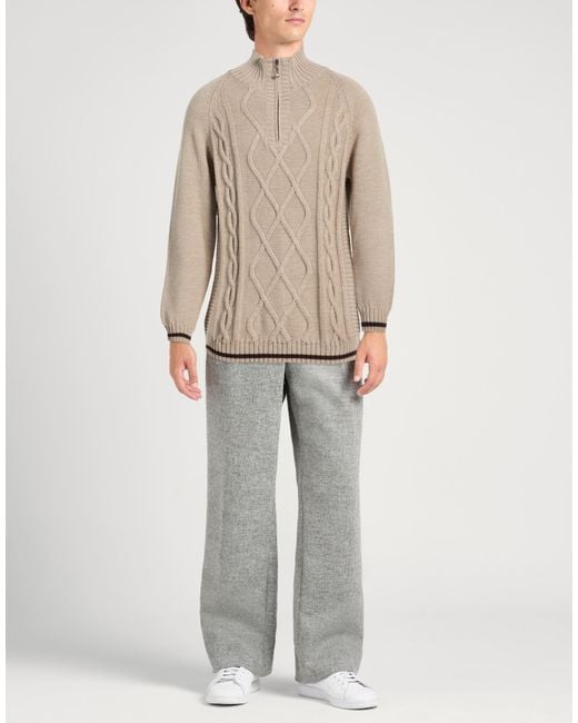 Alpha Studio Natural Taupe Turtleneck Wool for men