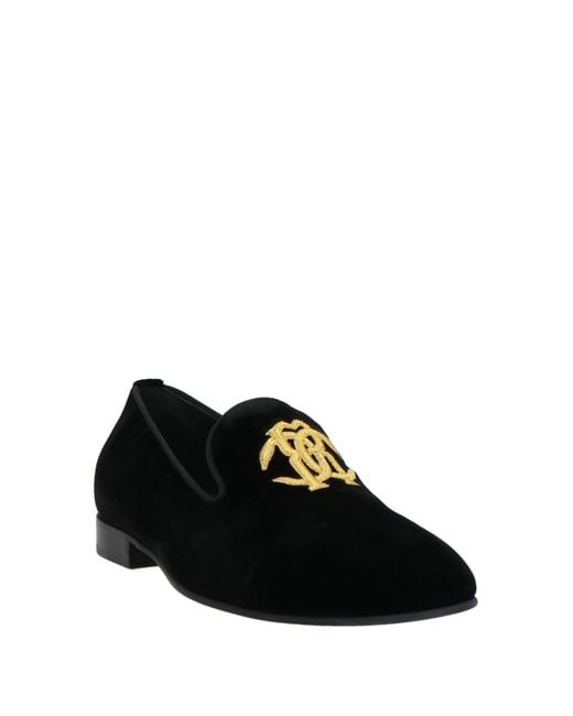 Roberto Cavalli Black Loafers Textile Fibers for men