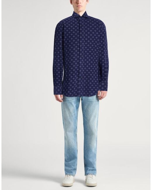 Brunello Cucinelli Blue Midnight Shirt Cotton for men