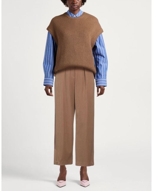 ViCOLO Brown Khaki Pants Polyester, Viscose, Elastane