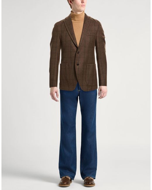 Tombolini Brown Blazer Virgin Wool for men