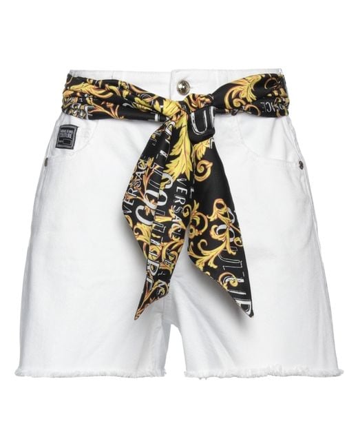 Versace Jeans Couture White Denim Shorts Cotton, Polyester