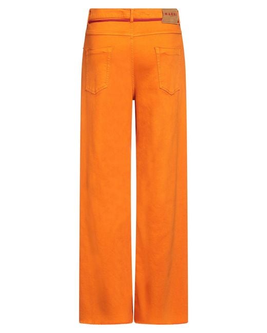 Marni Orange Jeans Cotton, Elastane, Cow Leather