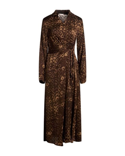Manila Grace Brown Maxi Dress Viscose