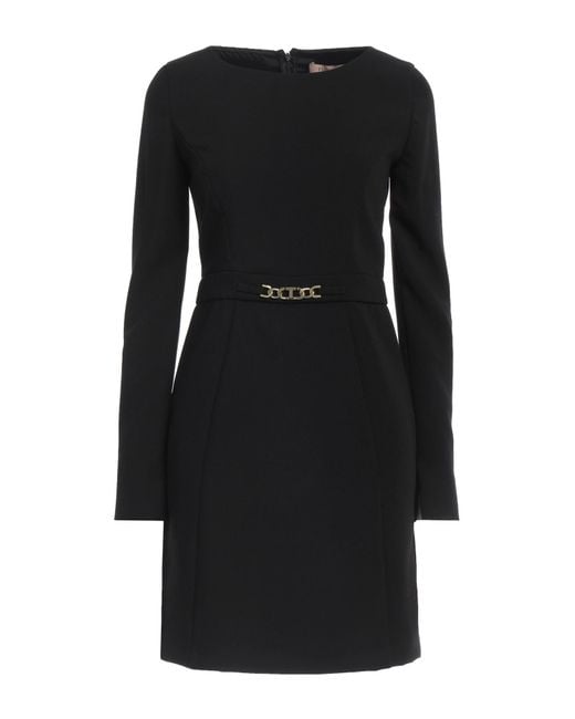 Twinset Black Mini Dress Polyester, Viscose, Elastane