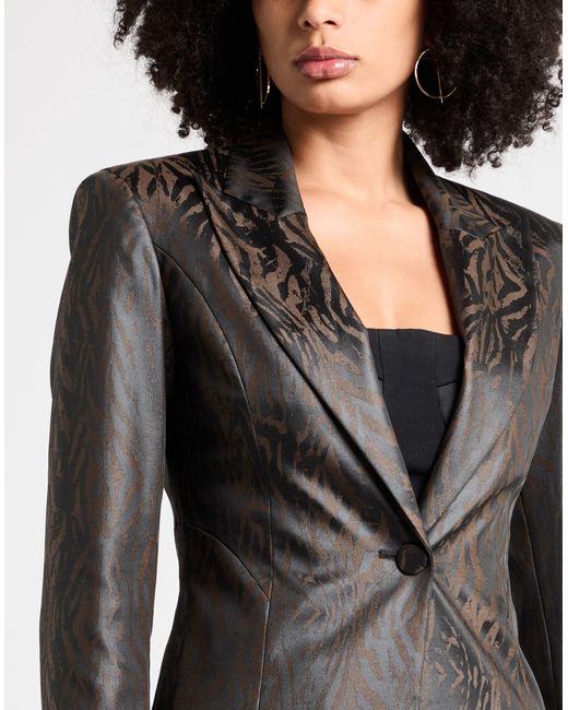 Just Cavalli Black Chocolate Blazer Polyester, Polyamide, Elastane