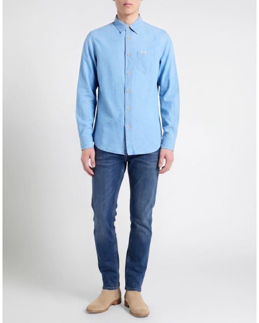 Guess Blue Denim Shirt Cotton, Lyocell for men