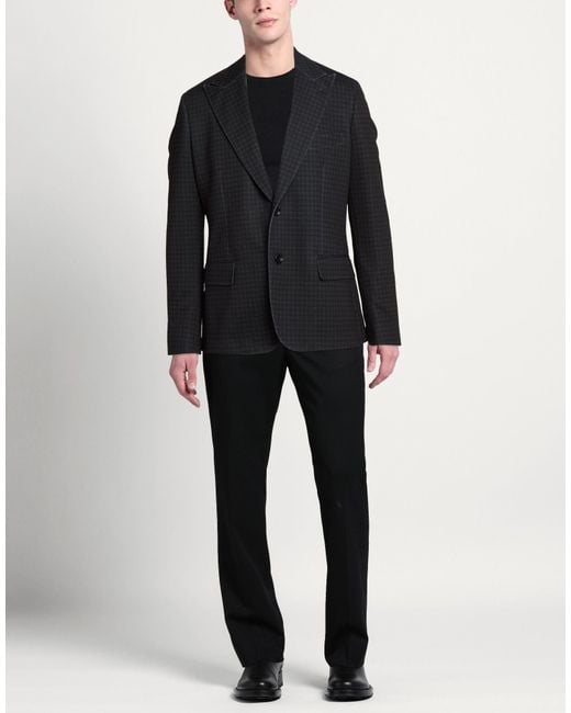 DUNO Black Dark Blazer Polyester, Viscose for men