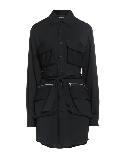 DSquared² Black Mini Dress Acetate, Silk