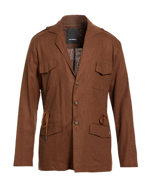 TELAMIRA Brown Jacket Viscose, Linen for men