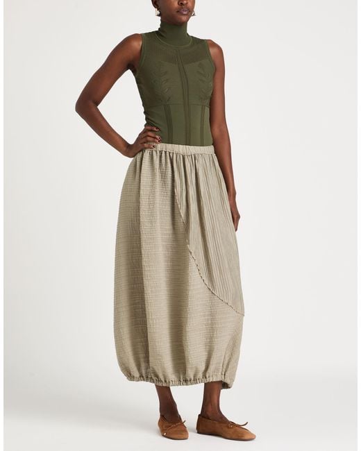Tadashi Shoji Natural Khaki Midi Skirt Lyocell, Polyamide