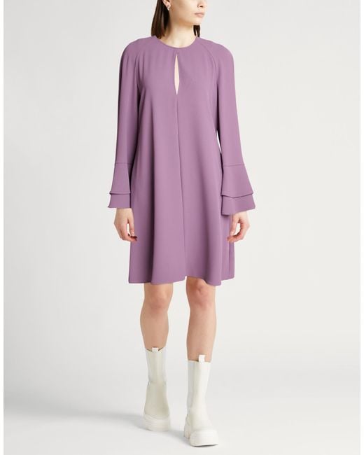 Kaos Purple Midi Dress Polyester, Elastane
