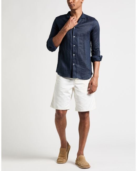 Bagutta Blue Midnight Shirt Linen for men