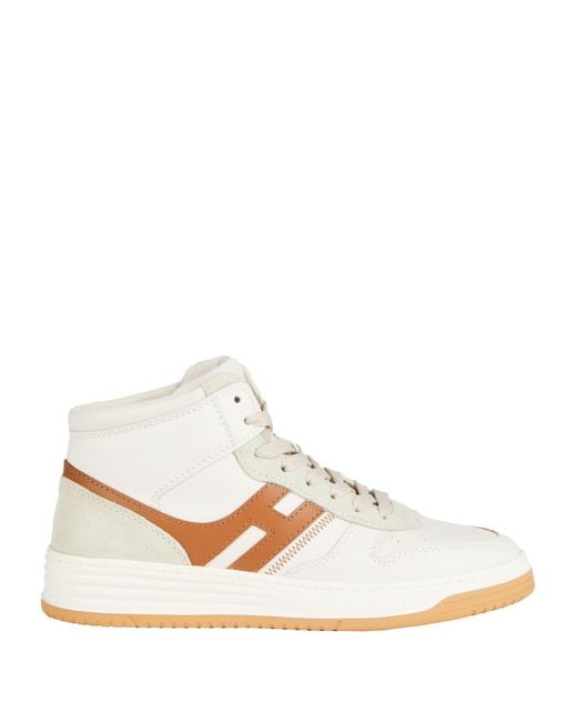 Hogan White Ivory Sneakers Leather, Textile Fibers for men