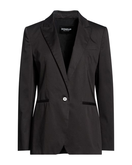 Dondup Black Blazer Cotton, Silk, Elastane