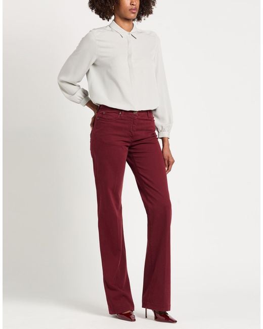 Etro Red Brick Pants Cotton, Elastane