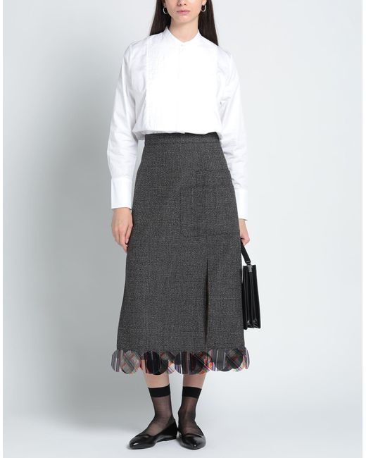 Plan C Gray Midi Skirt