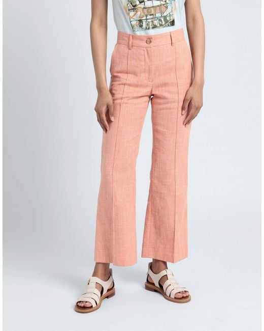 See By Chloé Pink Pants Cotton, Linen