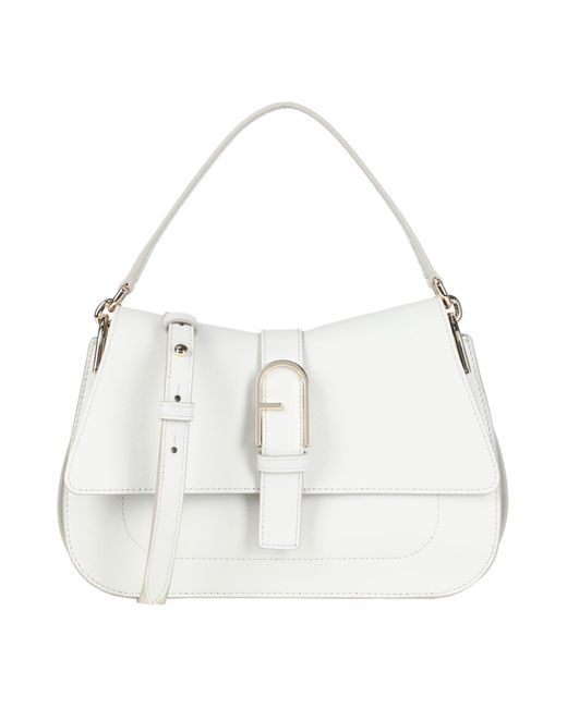 Furla White Flow M Top Handle -- Off Handbag Calfskin