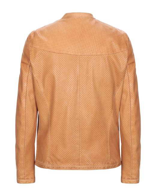 Daniele Alessandrini Brown Camel Jacket Ovine Leather for men