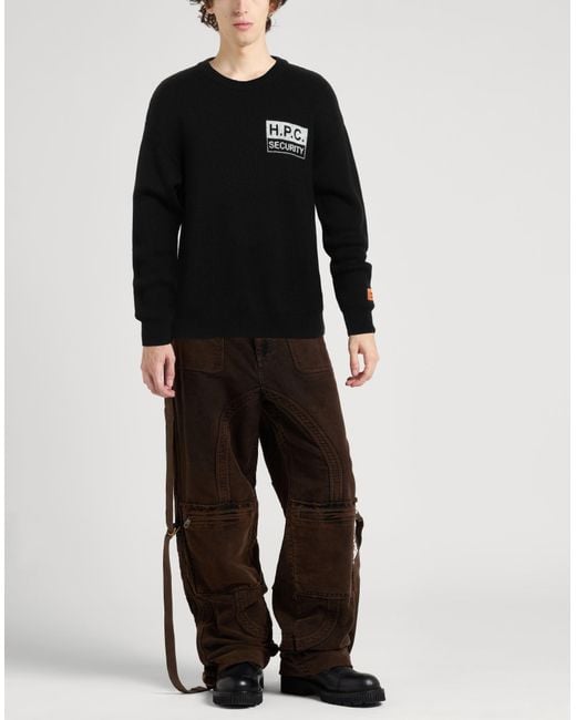 Heron Preston Black Logo Crewneck Virgin Wool Sweater for men