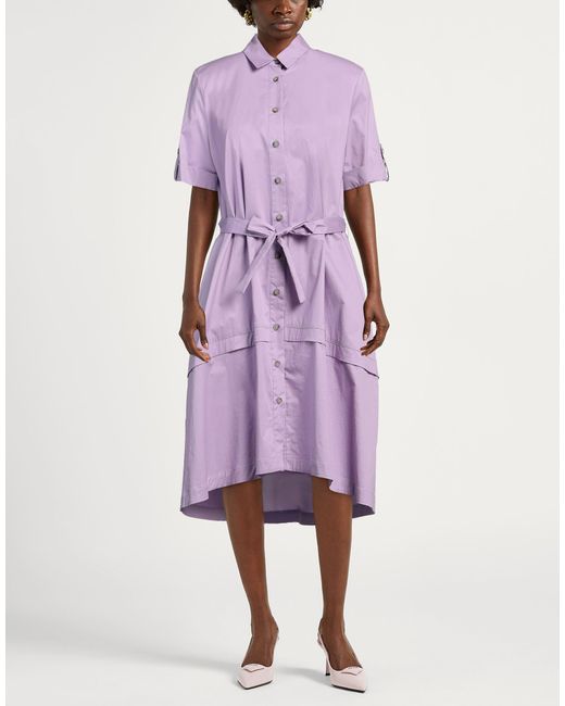 Peserico Purple Lilac Midi Dress Cotton, Elastane